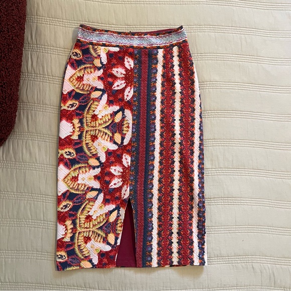 Maeve Dresses & Skirts - Maeve Multicolor Marala Striped Patterned Pencil Skirt Red Motif